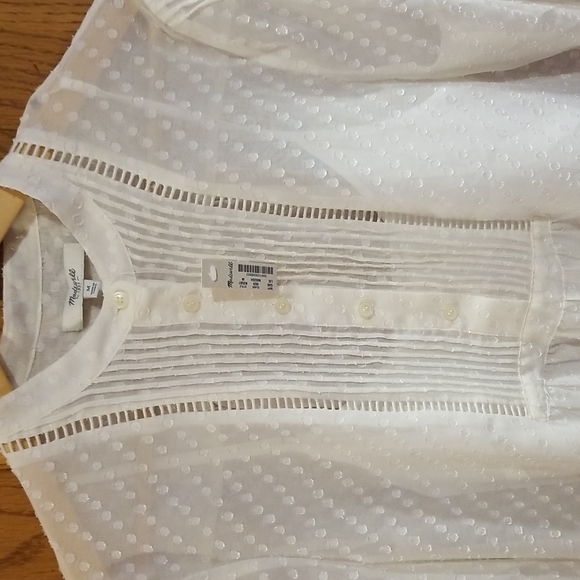 NWT Madewell Sheer Swiss Pintuck Blouse - Picture 4 of 10